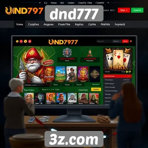 Interface do usuário do site dnd777 em foco
